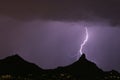 Lightning hitting pinnacle peak Royalty Free Stock Photo