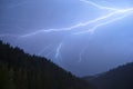 Lightning at night over a forest
