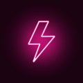 lightning icon. Elements of web in neon style icons. Simple icon for websites, web design, mobile app, info graphics Royalty Free Stock Photo