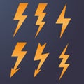 Lightning icon flat design long shadows vector illustration Royalty Free Stock Photo