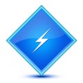 Lightning icon isolated on special blue diamond button illustration