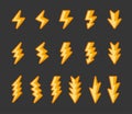 Lightning icon set Royalty Free Stock Photo
