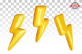 Lightning icons in different positions isolated on a transparent background Royalty Free Stock Photo