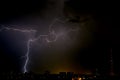 Lightning in Kyiv, with view on TV tower