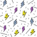 LIGHTNING MEMPHIS SEAMLESS VECTOR PATTERN. FLASH GEOMTERIC TEXTURE. 80S-90S DESIGN