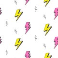 LIGHTNING MEMPHIS SEAMLESS VECTOR PATTERN. FLASH GEOMTERIC TEXTURE. 80S-90S DESIGN