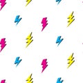 LIGHTNING MEMPHIS SEAMLESS VECTOR PATTERN. FLASH GEOMTERIC TEXTURE. 80S-90S DESIGN