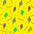 LIGHTNING MEMPHIS SEAMLESS VECTOR PATTERN. FLASH GEOMTERIC TEXTURE. 80S-90S DESIGN