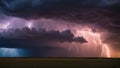 lightning in the mountains supercell thunderstorm lightning bolt dark dramatic storm clouds Royalty Free Stock Photo