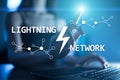 Lightning network - second layer payment protocol that operates on top of a blockchain. Bitcoin, internet payment.