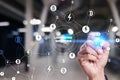 Lightning network - second layer payment protocol that operates on top of a blockchain. Bitcoin, cryptocurrency Royalty Free Stock Photo