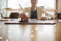 Lightning network - second layer payment protocol that operates on top of a blockchain. Bitcoin, internet payment. Royalty Free Stock Photo