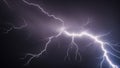 lightning in the night A bright white electricity lightning flash thunder isolated on a dark black background, Royalty Free Stock Photo