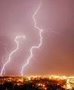 Lightning night in city edmonton Royalty Free Stock Photo