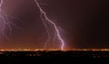 Lightning night in city edmonton Royalty Free Stock Photo