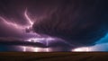 lightning in the night _A cosmic dance of forces, where the supercell thunderstorm and lightning are partners. Royalty Free Stock Photo