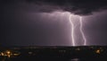 lightning in the night sky A dramatic scene of a lightning and thunderstorm flash with raining background. The sky is dark Royalty Free Stock Photo