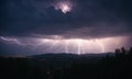 Lightning in the night sky. Night thunderstorm Royalty Free Stock Photo