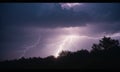 Lightning in the night sky. Night thunderstorm