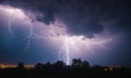 Lightning in the night sky. Night thunderstorm Royalty Free Stock Photo