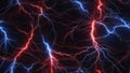 lightning in the night sky A red and blue clash of lightnings on a dark background Royalty Free Stock Photo