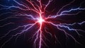 lightning in the night sky A striking image of a lightning bolt with positive and negative ions. The lightning is bright