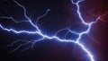 lightning in the night sky A striking image of a lightning bolt with positive and negative ions. The lightning is bright