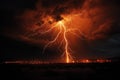 Lightning in the night sky,  Thunderstorm, lightning strike Royalty Free Stock Photo