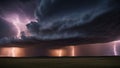 lightning over the field A cosmic dance of forces, where the supercell thunderstorm and lightning are partners. Royalty Free Stock Photo