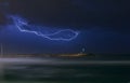 A lightning over the ocean