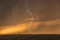 Lightning over Plains at Sunset