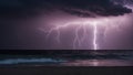 lightning over the sea A lightning storm over the ocean creates a stunning scene of nature power and beauty. Royalty Free Stock Photo