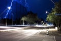 Lightning over Speedway Blvd in Tucson Arizona at Night Time Royalty Free Stock Photo