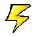 Lightning Pixel Art gaming item. Game pixel lightning icon, lightning 8Bit game resource. Pixelart vector Illustration