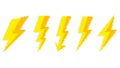 Lightning pixel signs. Game yellow electrical flashes with geometric curves high voltage.