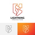 Lightning Protection Shield Safety Power Energy Line Logo