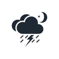 Lightning rain cloud moon meteo icon