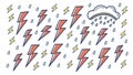 Lightning and rain: Dynamic seamless storm pattern, vector design Generative AI Royalty Free Stock Photo