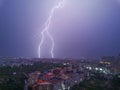 lightning in raining night