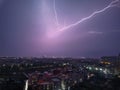 lightning in raining night Royalty Free Stock Photo