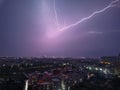 lightning in raining night