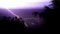 Lightning. Real flashes of lightning over the tree during a powerful thunderstorm .View of amazing lightning strikes on night dark Royalty Free Stock Photo