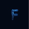 Lightning Realistic letter F, bright gloving logo, electric energy glow style symbol, blue tesla plasma type sign