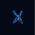 Lightning Realistic letter X, bright gloving logo, electric energy glow style symbol, blue tesla plasma type sign