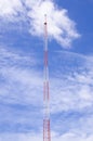 Lightning rod antenna repeater tower on blue sky Royalty Free Stock Photo