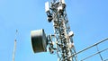 A lightning rod and a telecommunications antenna on the top of a building in Athienou town in Cyprus Republic