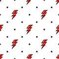 Red Lightning seamless pattern. old school style. Royalty Free Stock Photo