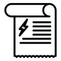 Lightning sign on paper icon, outline style