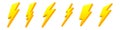 Lightning signs 3d. Yellow electrical flashes with geometric curves high voltage hazard.