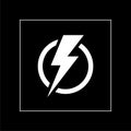 Lightning silhouette icon. Bolt symbol electric sign emblem on black background Royalty Free Stock Photo